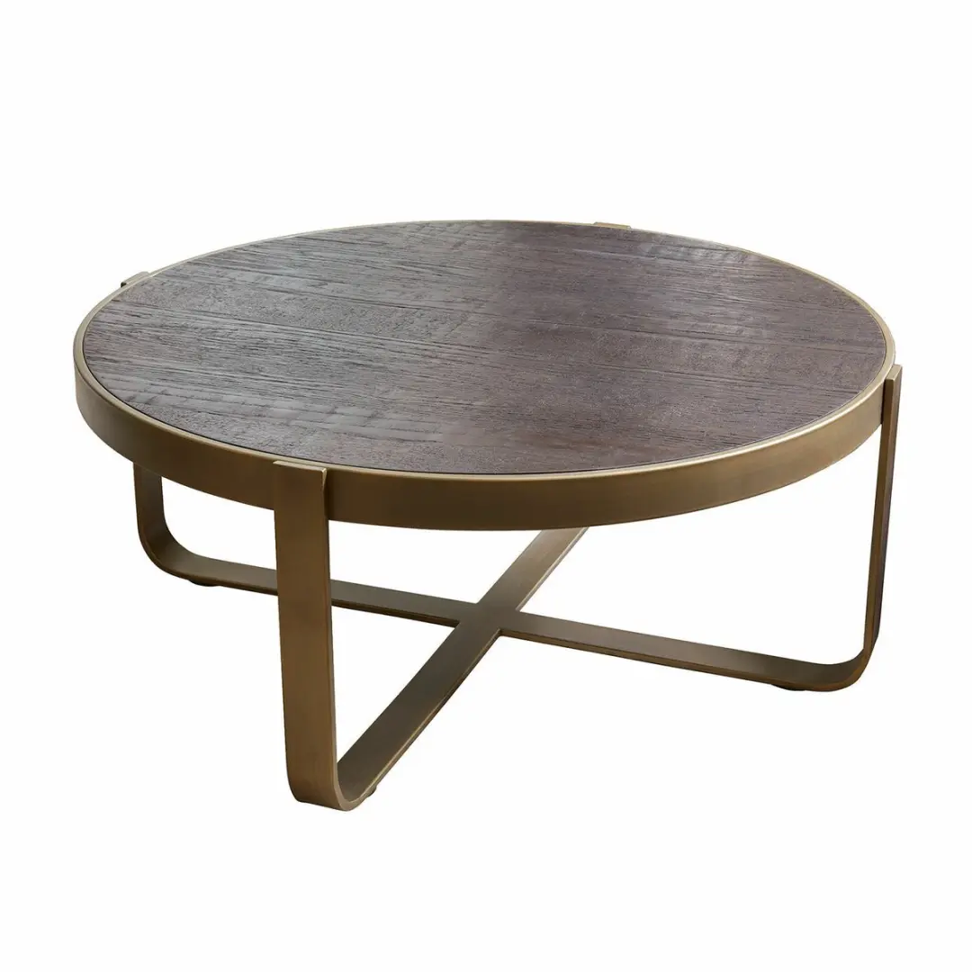 Loberon Cranthorpe Salontafel - Ø90cm - Goud/Bruin - afbeelding 5 van 5