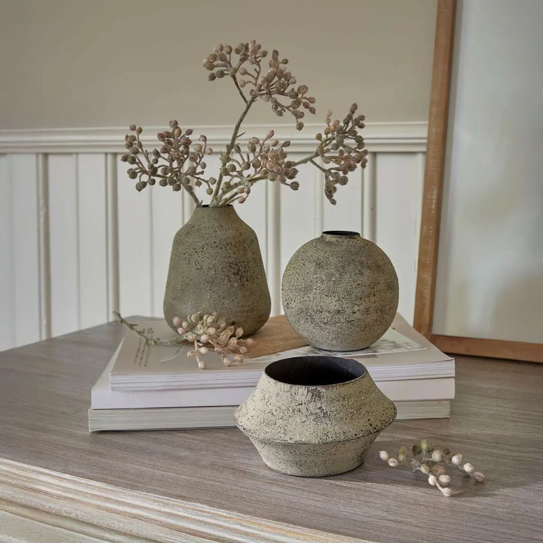 Loberon Nalira Vaas Set 3 Stuks - Antiekgroen - afbeelding 2 van 6