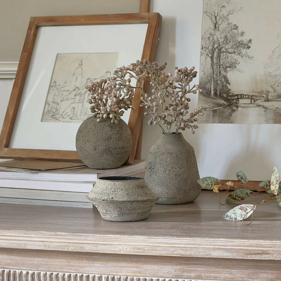 Loberon Nalira Vaas Set 3 Stuks - Antiekgroen - afbeelding 6 van 6