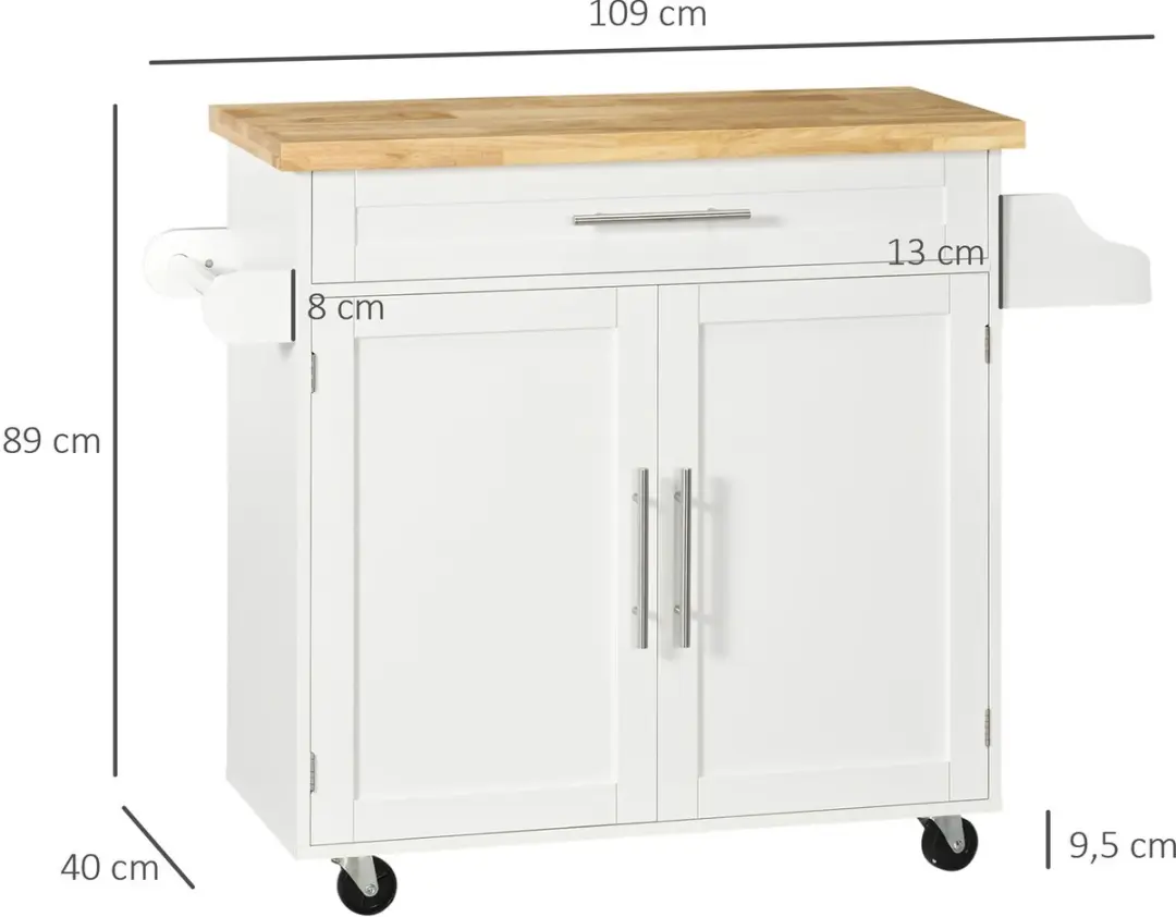 Homcom keukentrolley wit - afbeelding 5 van 6