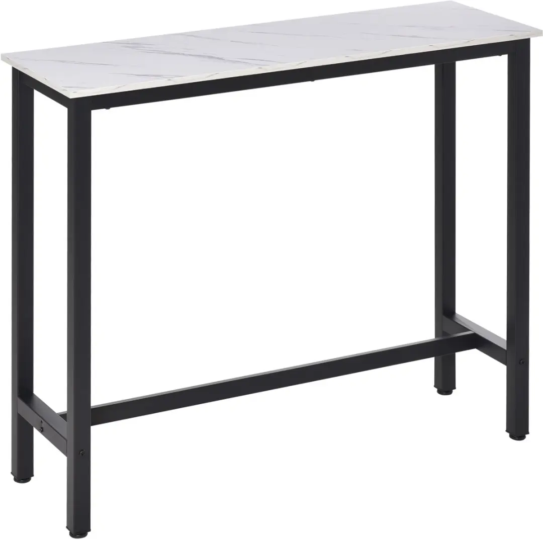 HOMCOM-Bartisch-Spanplatte, Stahl-120L x 40B x 100H cm-Weiß+Schwarz