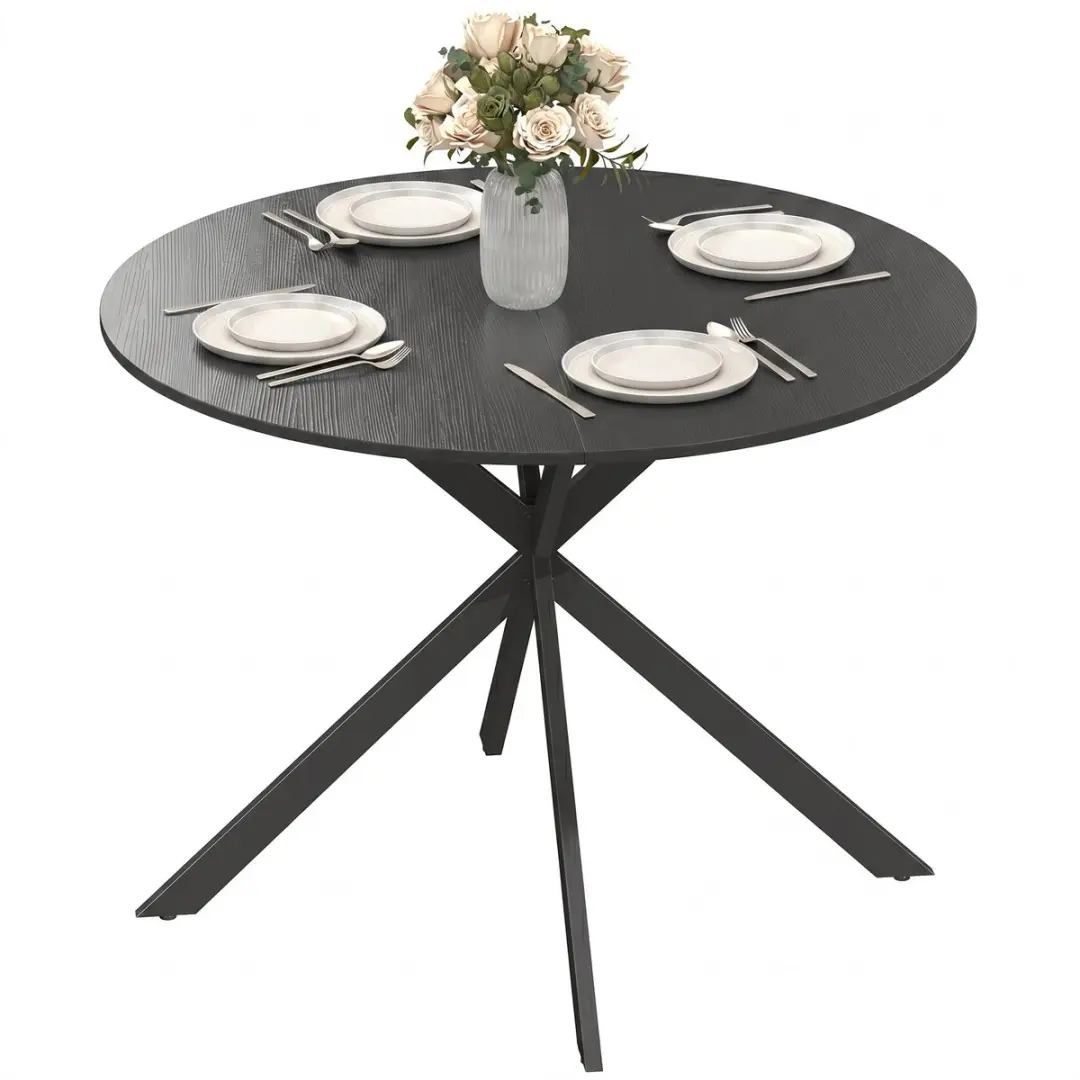 Homcom Eettafel-Spaanplaat, staal-100L x 100B x 75H cm-Zwart