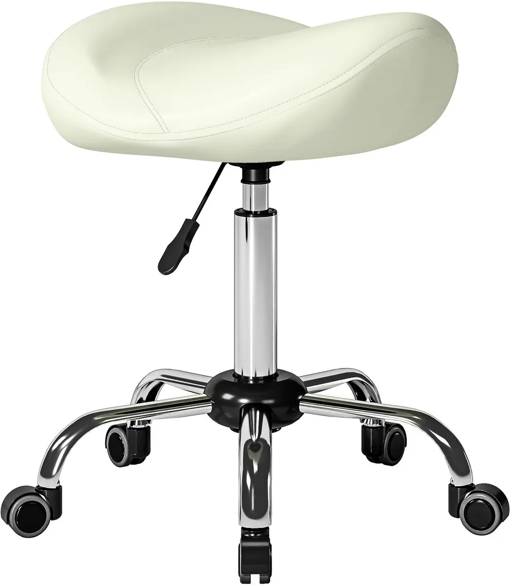 HOMCOM Salonkruk-PU, schuim-48L x 48B x 55-71H cm-Crème