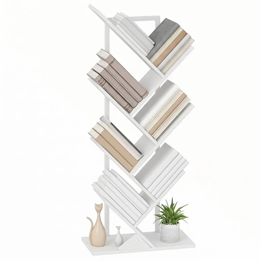 HOMCOM Bookshelf-Spanplatte, Stahl-50L x 24B x 109H cm-Weiß