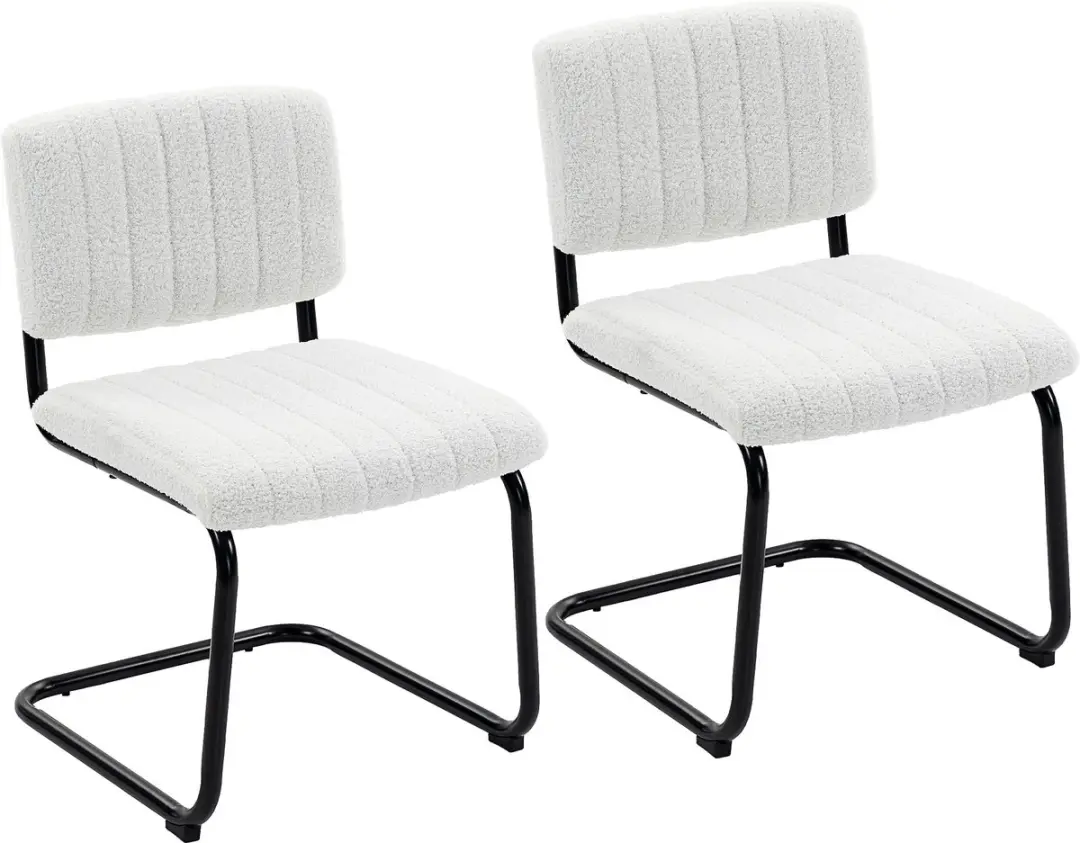 HOMCOM Dining Chair-Polyester-55L x 48B x 76H cm-Cremeweiß