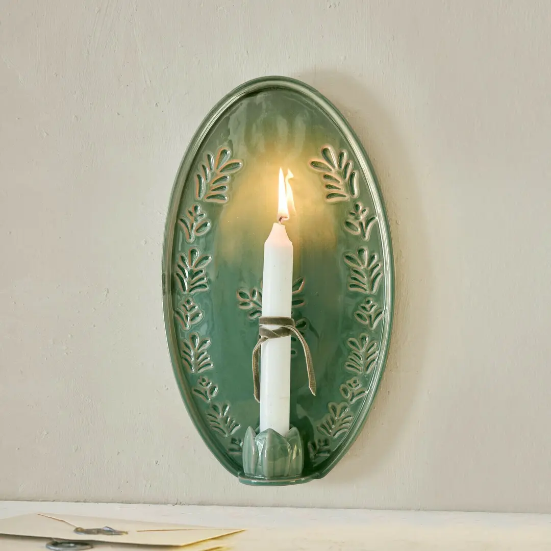 Loberon Floranini Wandkandelaar - Groen - afbeelding 2 van 4