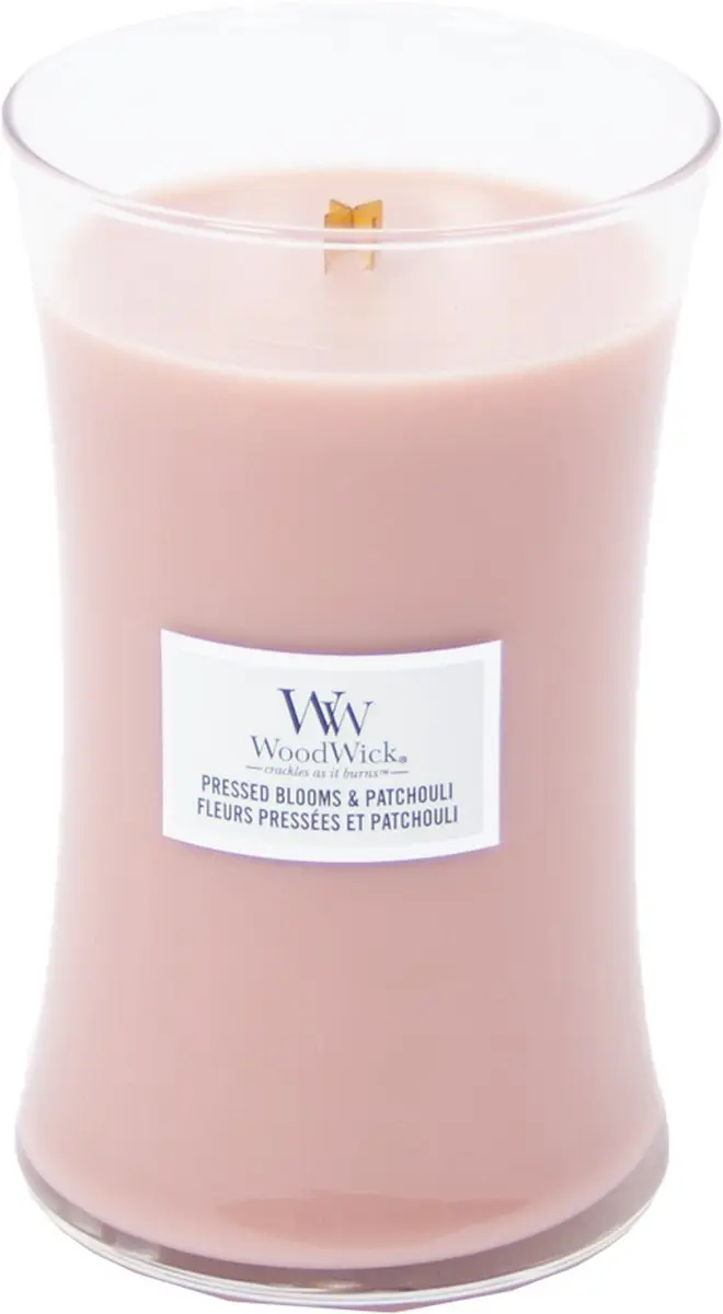 WoodWick Hourglass Large Geurkaars - Pressed Blooms & Patchouli - afbeelding 4 van 5