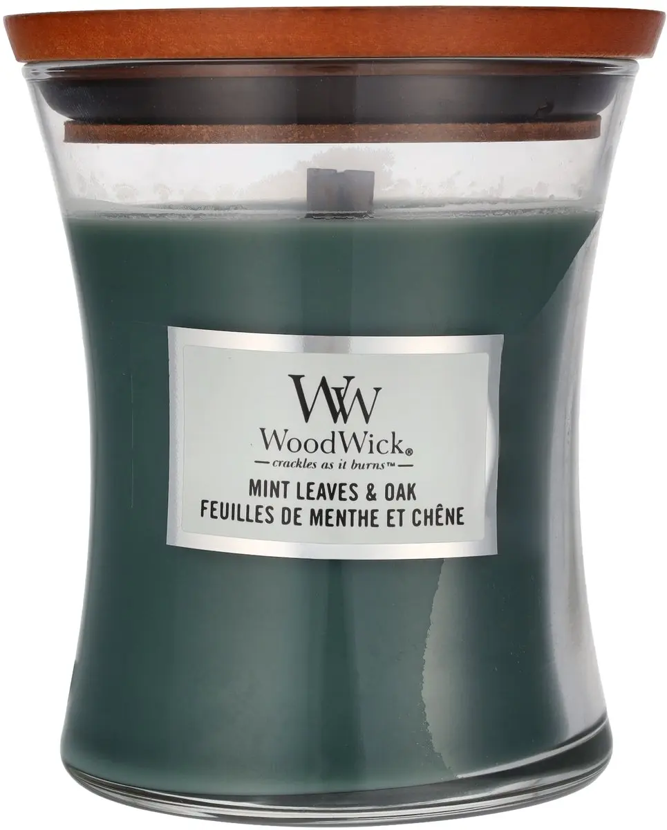 WoodWick Hourglass Geurkaars Mint Leaves & Oak - 60 Branduren - afbeelding 4 van 5