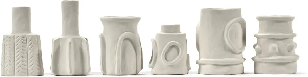 Serax set van 6 Vaasjes Molly beige aardewerk Ø 6,5x11cm Marie Michielssen
