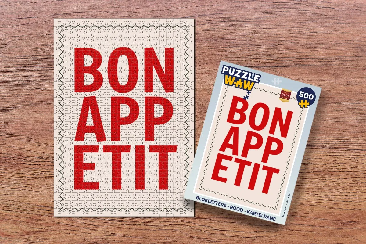 PuzzleWow Blokletters Bonappetit Puzzel 500 Stuks - Rood