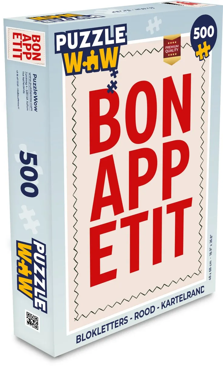 PuzzleWow Blokletters Bonappetit Puzzel 500 Stuks