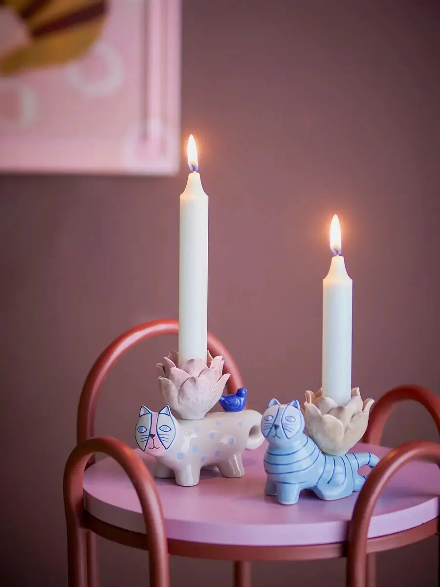Bloomingville Kandelaar aardewerk blauw Missy