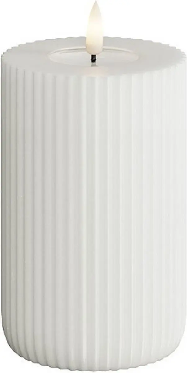 Deluxe Homeart Led Kaars Solid Stripe White 7,5 x 12,5 cm