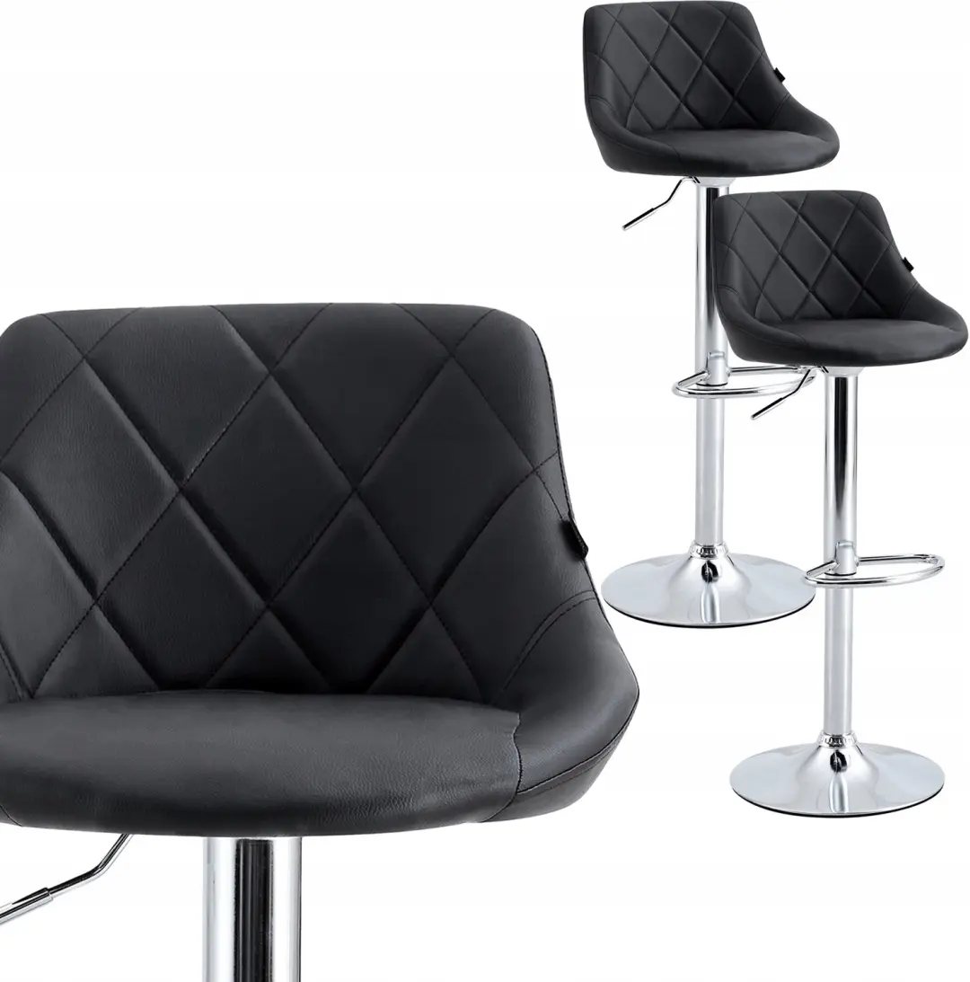2x Zwarte Barstoelen Draaibaar Kunstleer Sherry
