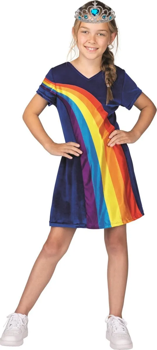 K3 Regenboogjurkje 134 - Zilver kroontje