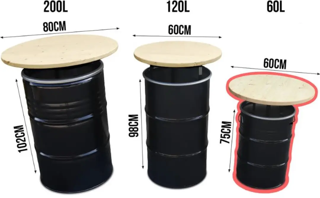 Barrelkings Olievat Statafel 60L - Zwart - afbeelding 5 van 6