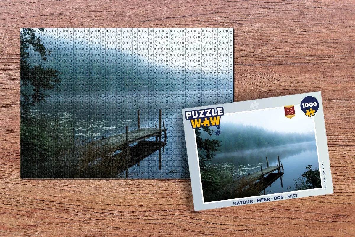 PuzzleWow Natuur Meer Bos Mist Legpuzzel 1000 Stuks - Multicolor