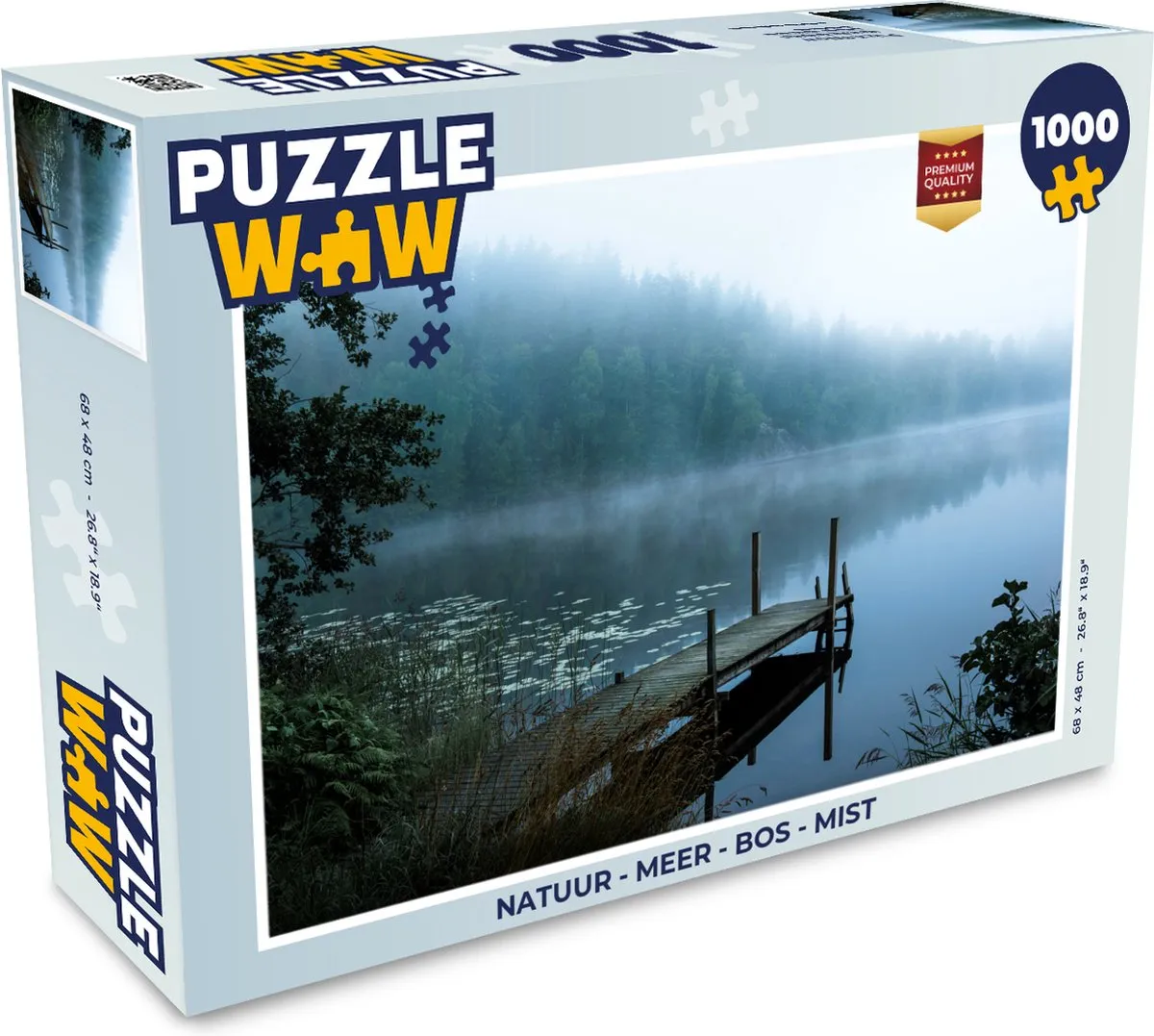 PuzzleWow Natuur Meer Bos Mist Legpuzzel 1000 Stuks
