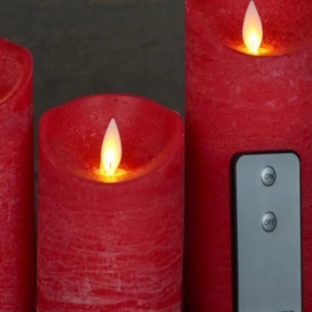 Anna's Collection Stompkaarsen Rood - 3 Stuks - afbeelding 4 van 6
