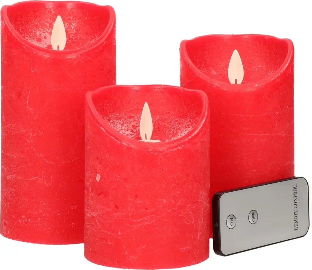 Anna's Collection Stompkaarsen Rood - 3 Stuks - afbeelding 2 van 6