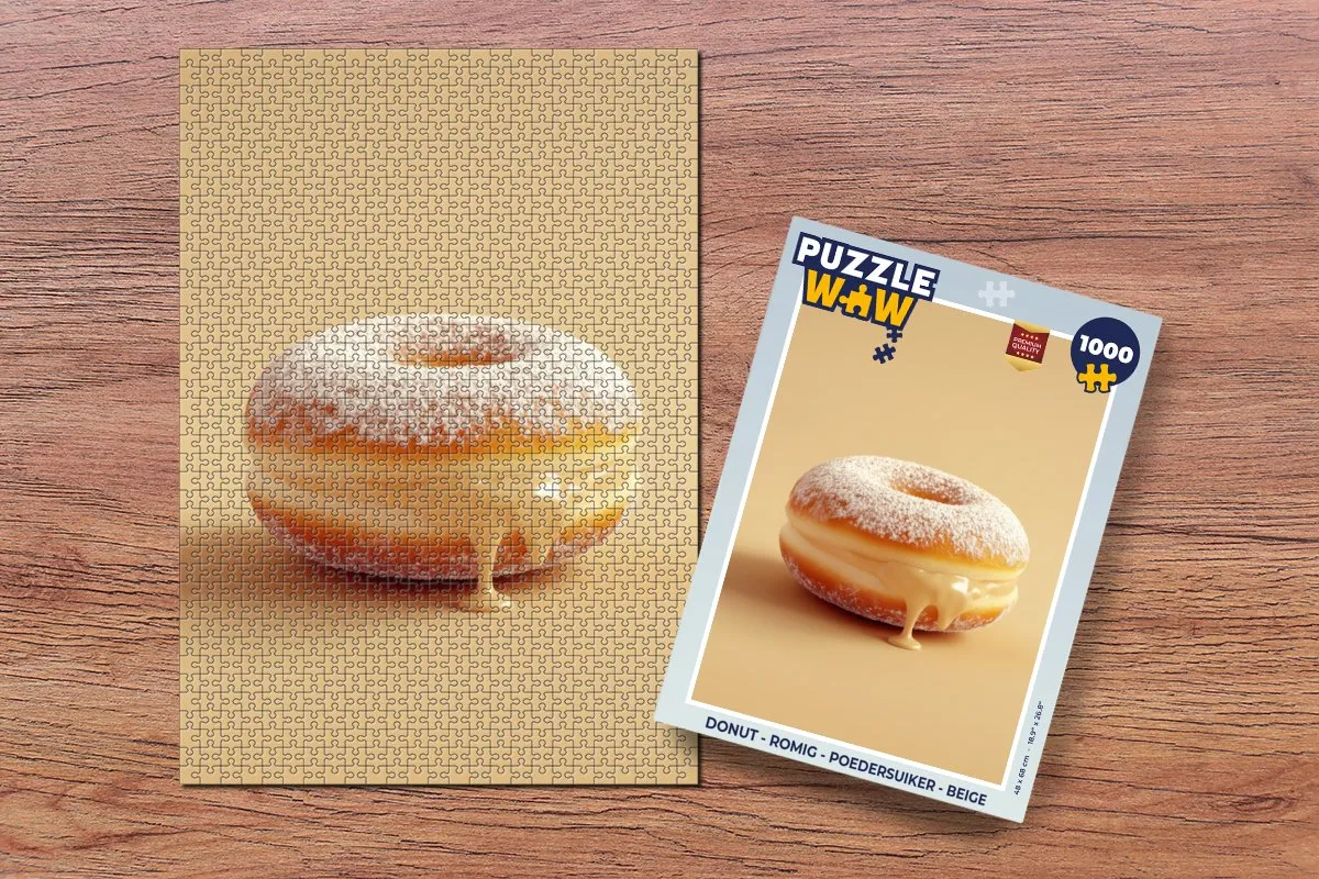 PuzzleWow Donut Legpuzzel 1000 Stuks - Romig Beige