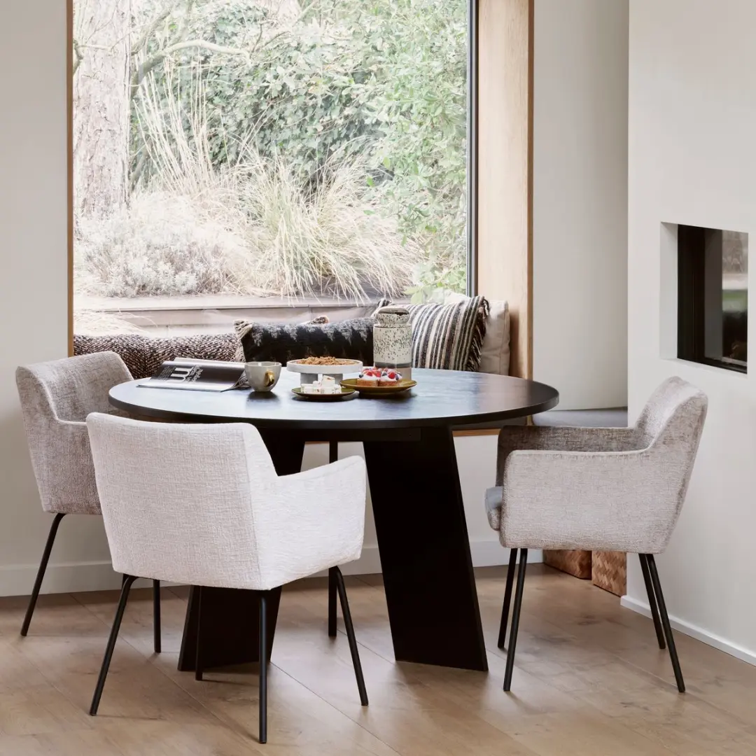 WOOOD Fries Eettafel 129cm - Zwart - afbeelding 3 van 6