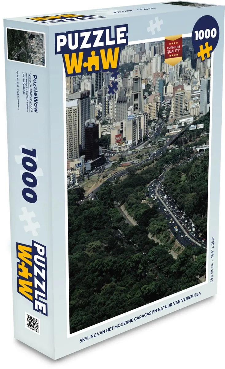 PuzzleWow Skyline Caracas Venezuela Legpuzzel 1000 Stuks - Multicolor