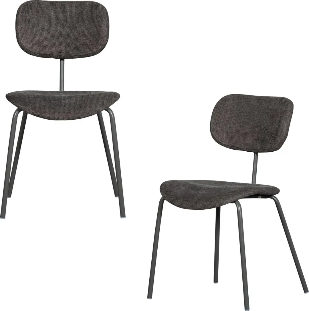 WOOOD Link Eetkamerstoelen - Polyester - Bruin/Grijs - Set van 2