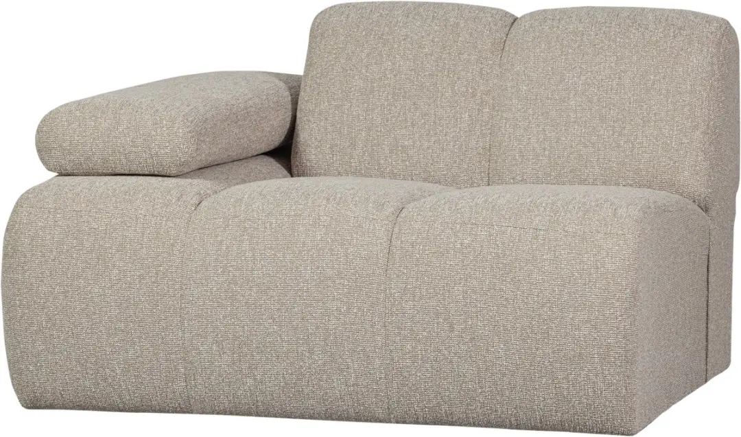 WOOOD Mojo 1-Zits Bank Met Arm Links - Bouclé - Beige - 74x120x97