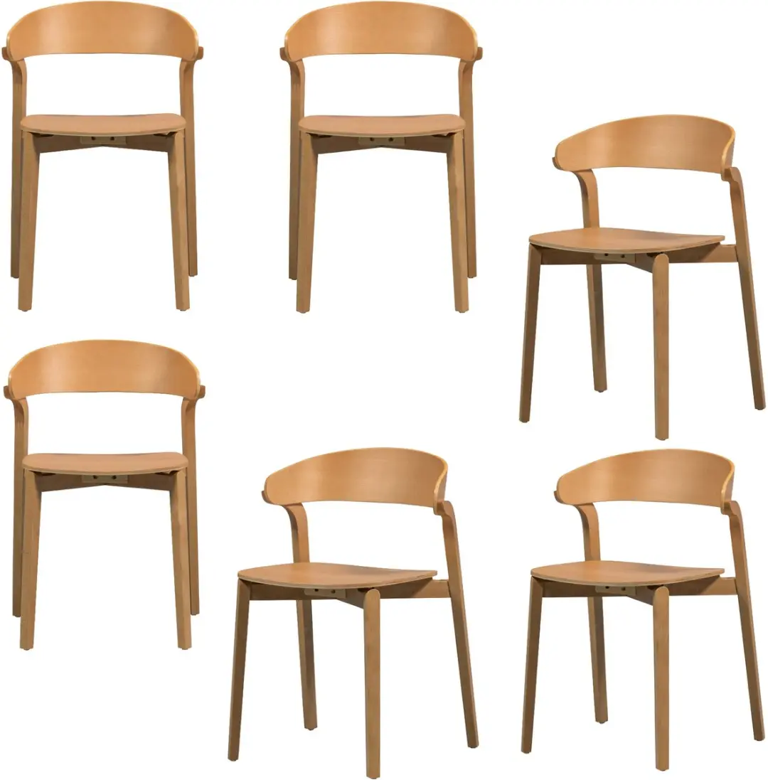 WOOOD Cras Eetkamerstoelen - Essenhout - Naturel - Set van 6