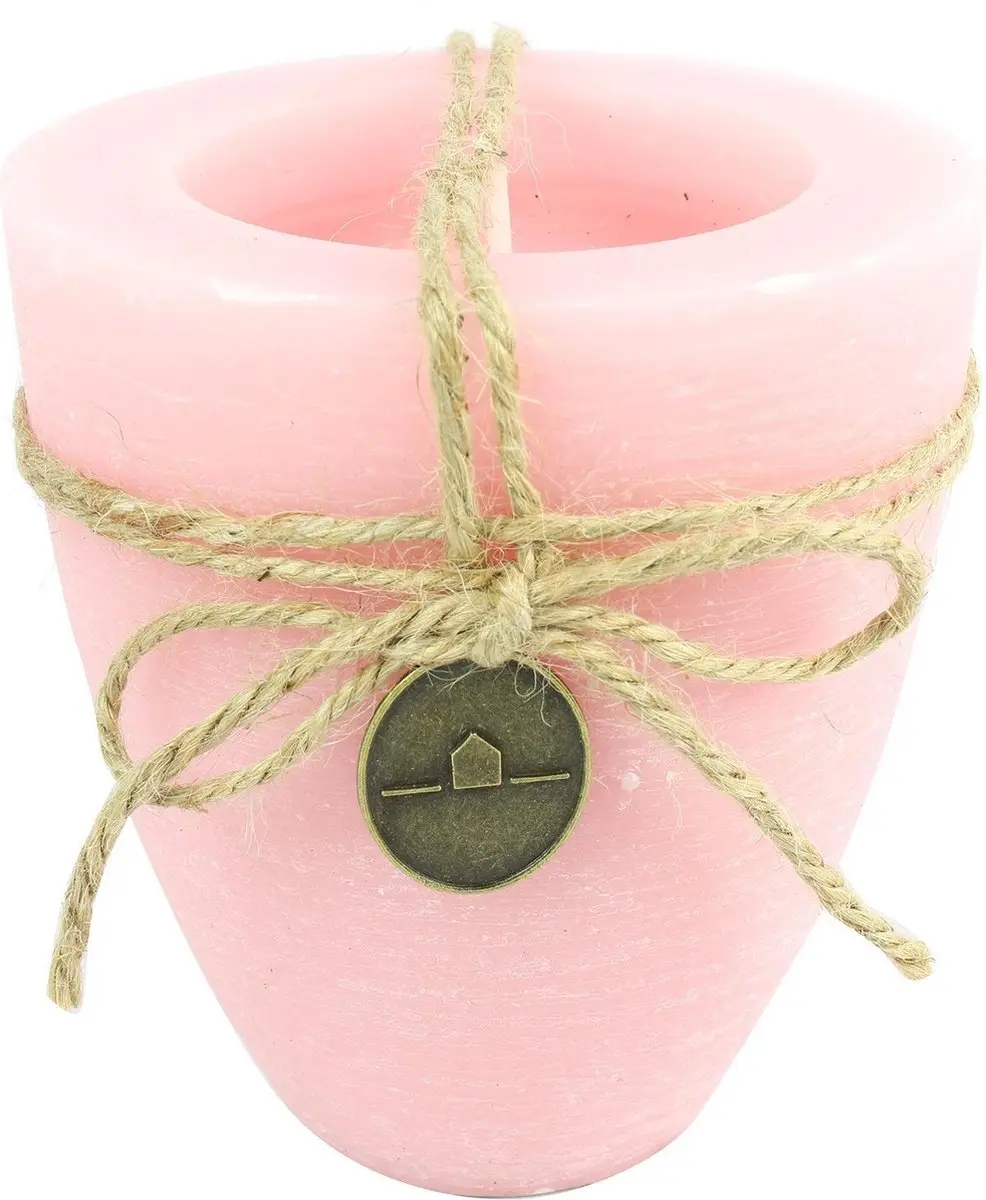 Kaars beker rond Tonnie L roze