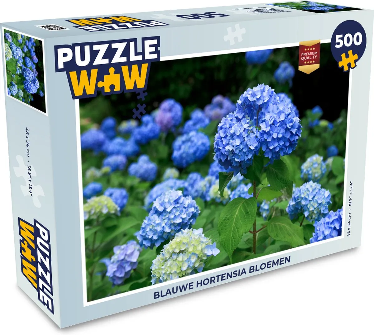 PuzzleWow Legpuzzel Blauwe Hortensia Bloemen 500 Stuks