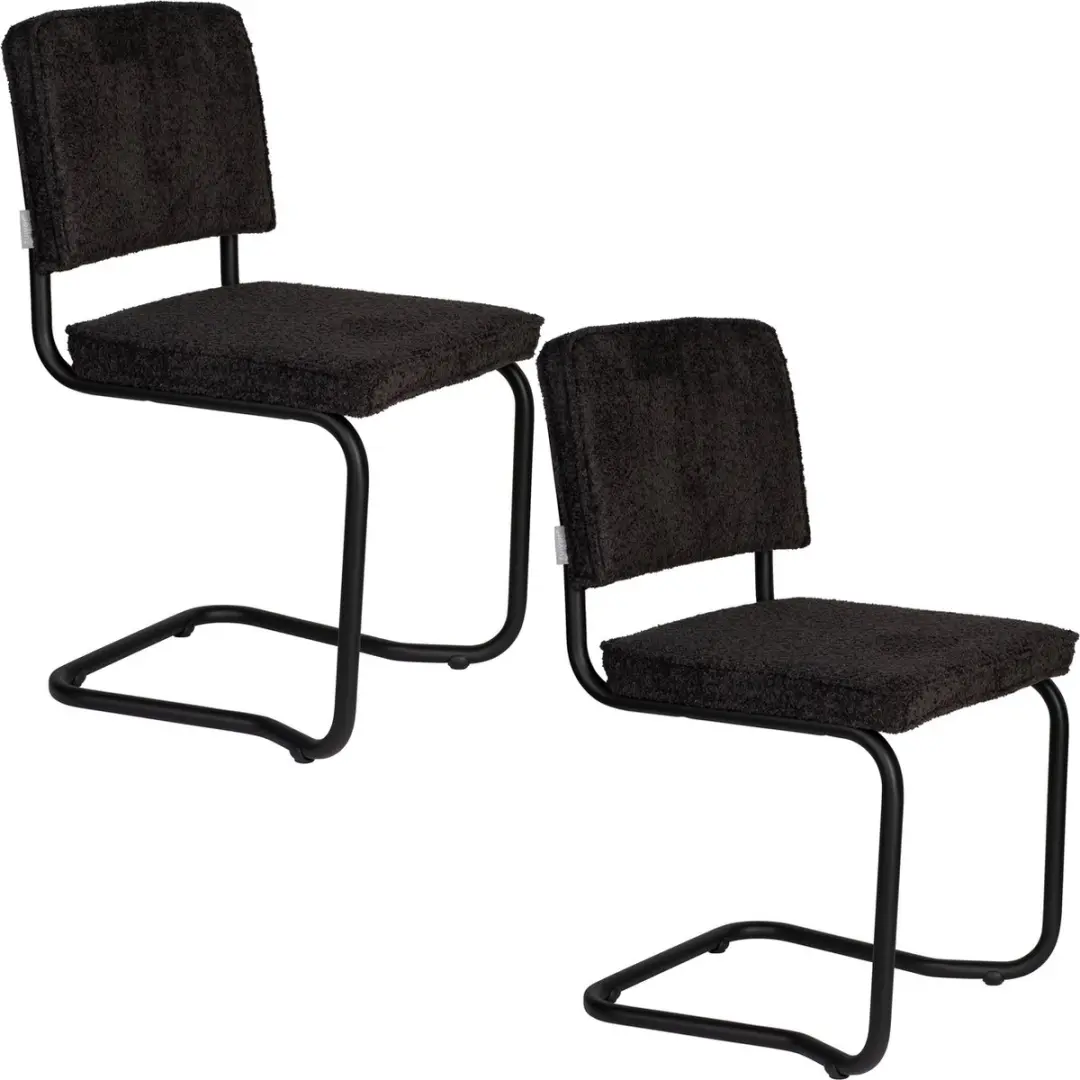 Zuiver Ridge Kink Soft Eetkamerstoelen Zwart