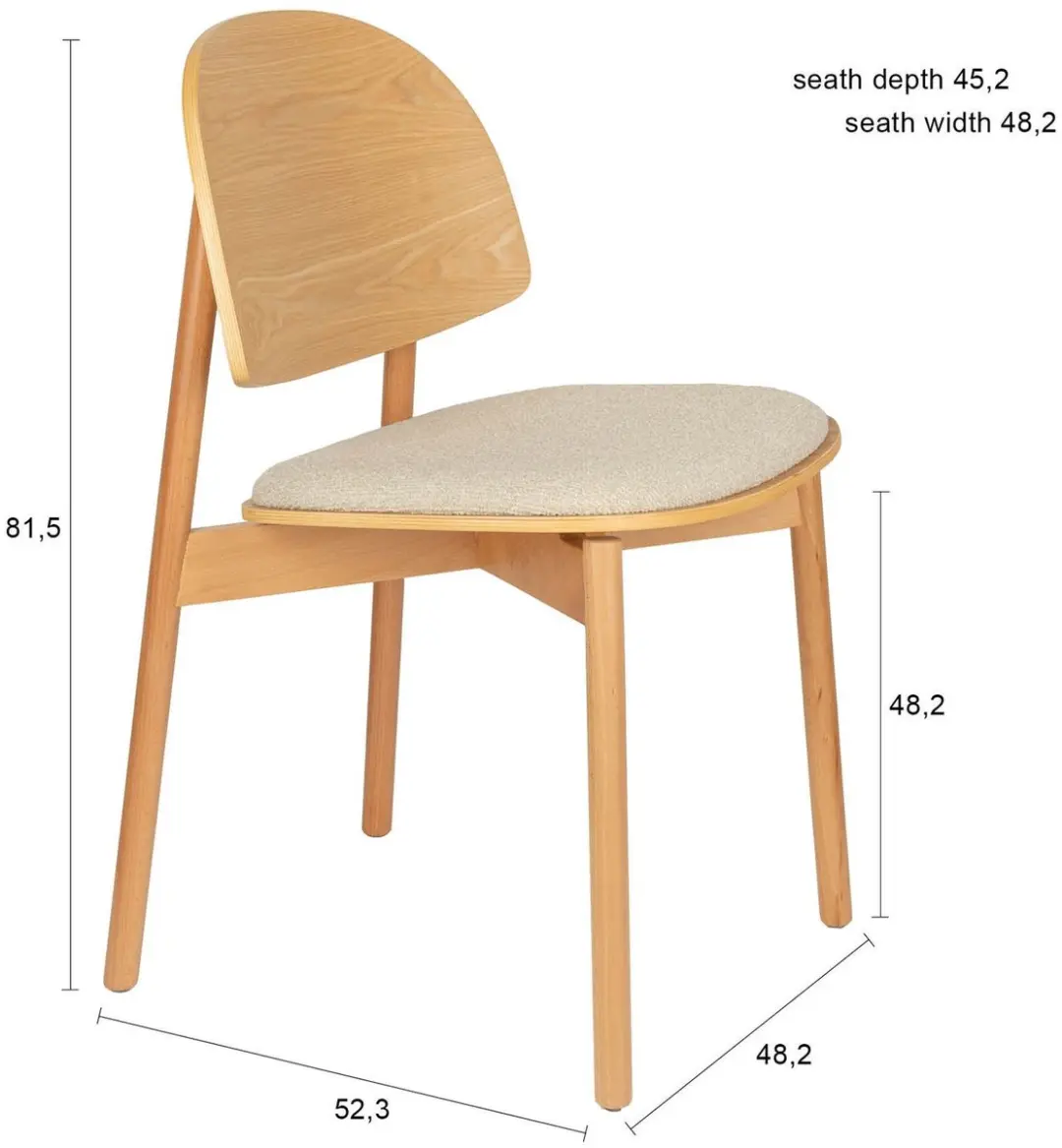 Zuiver Sunrise Eetkamerstoel Naturel - Set van 2 - afbeelding 3 van 6