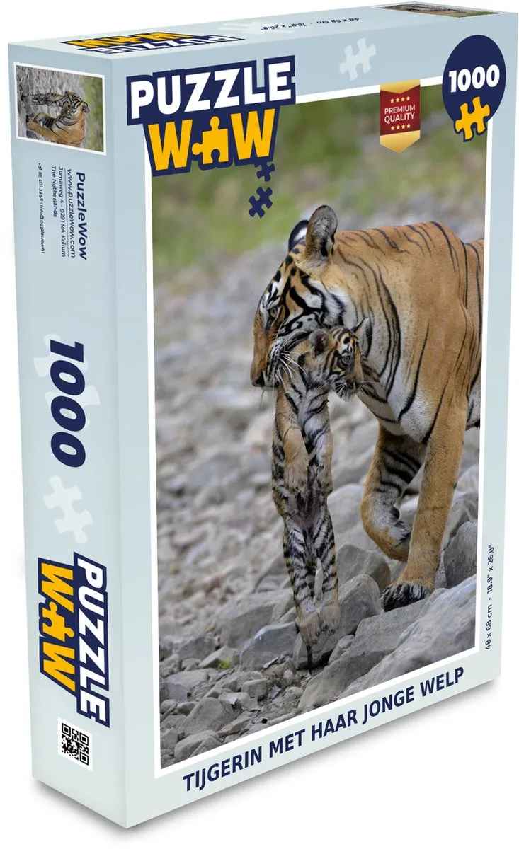 PuzzleWow Tijgerin met Welp Legpuzzel 1000 Stuks - Multicolor