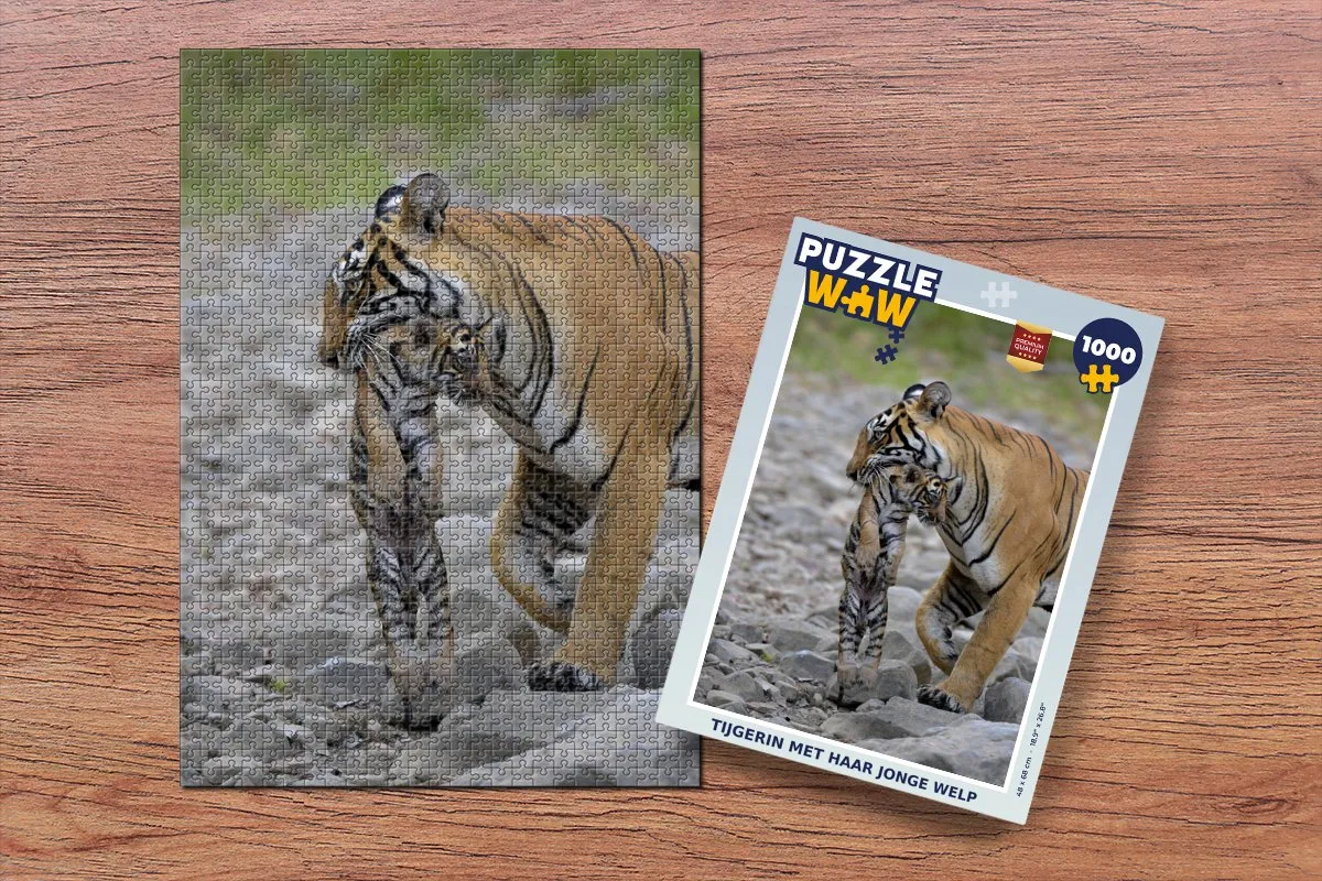 PuzzleWow Tijgerin met Welp Legpuzzel 1000 Stuks - Multicolor