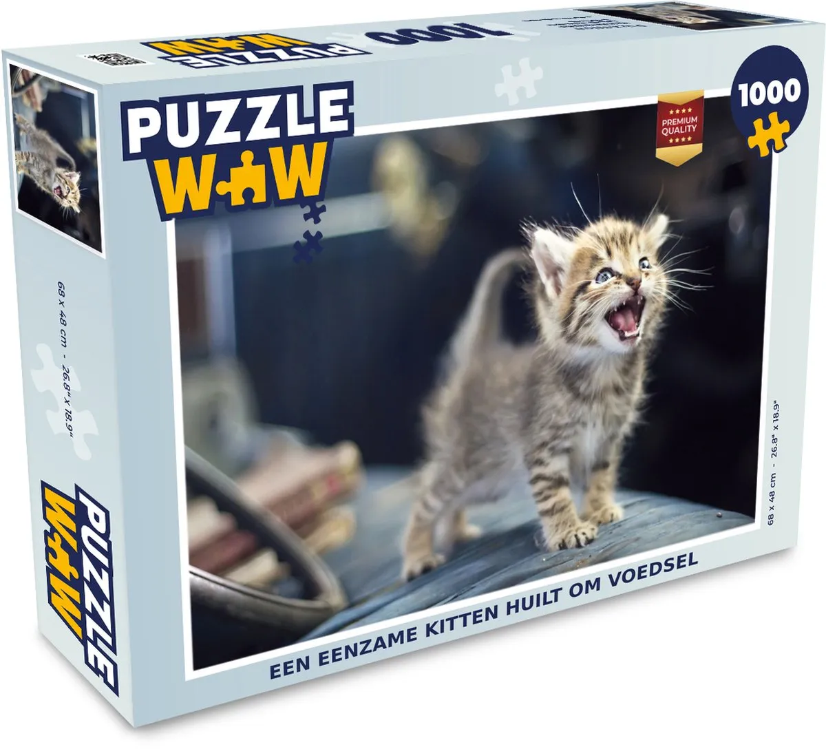 PuzzleWow Legpuzzel Een eenzame kitten huilt om voedsel 1000 Stuks