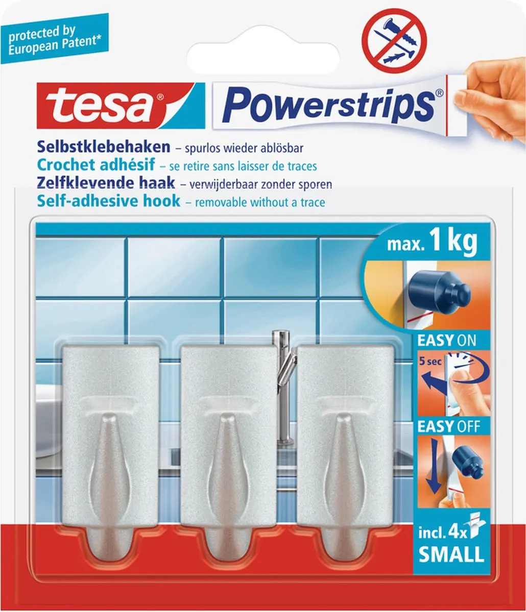 6x Tesa Powerstrips haken trend chroom small