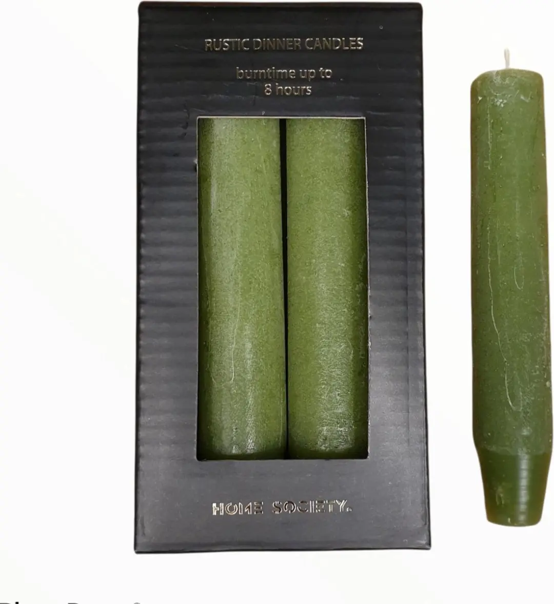 Home Society   Dinerkaarsen   Kort   Groen   6 stuks   2.5 x 14 cm