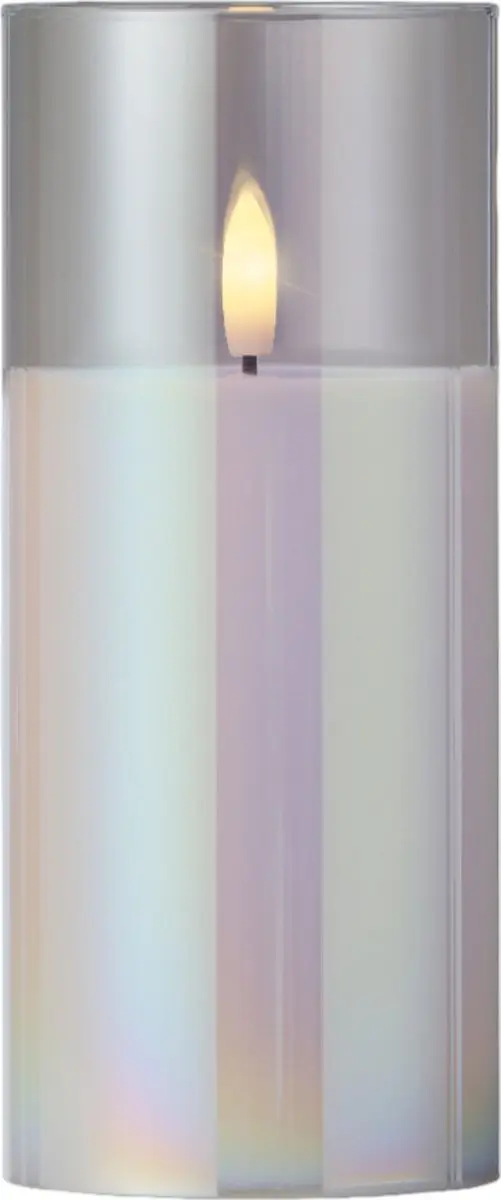 LED kaars d7.5h17.5 cm iris/warm wit Lumineo