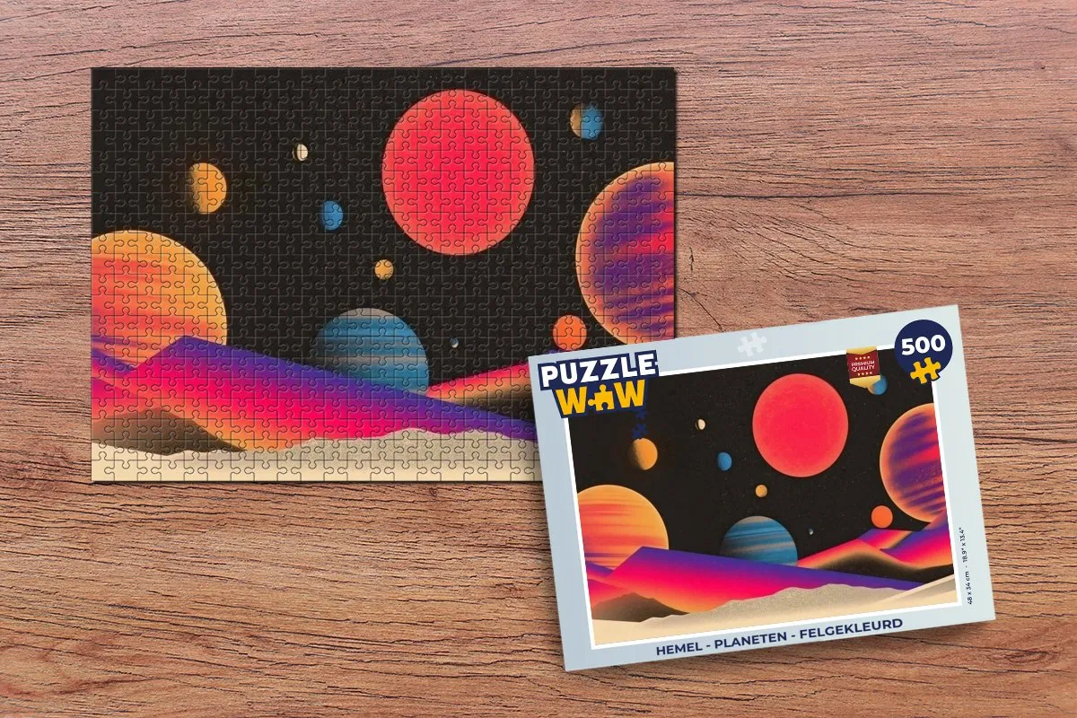 PuzzleWow Planeten Legpuzzel 500 Stuks - Felgekleurd