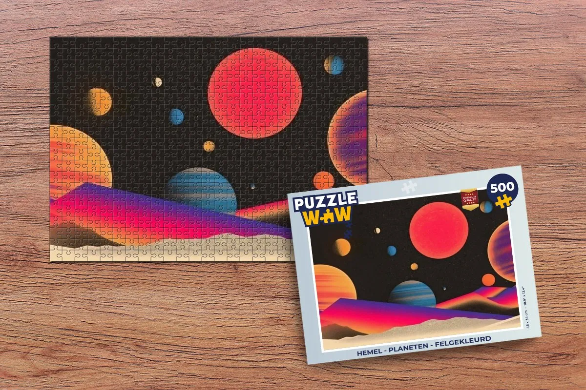 PuzzleWow Planeten Legpuzzel 500 Stuks - Felgekleurd