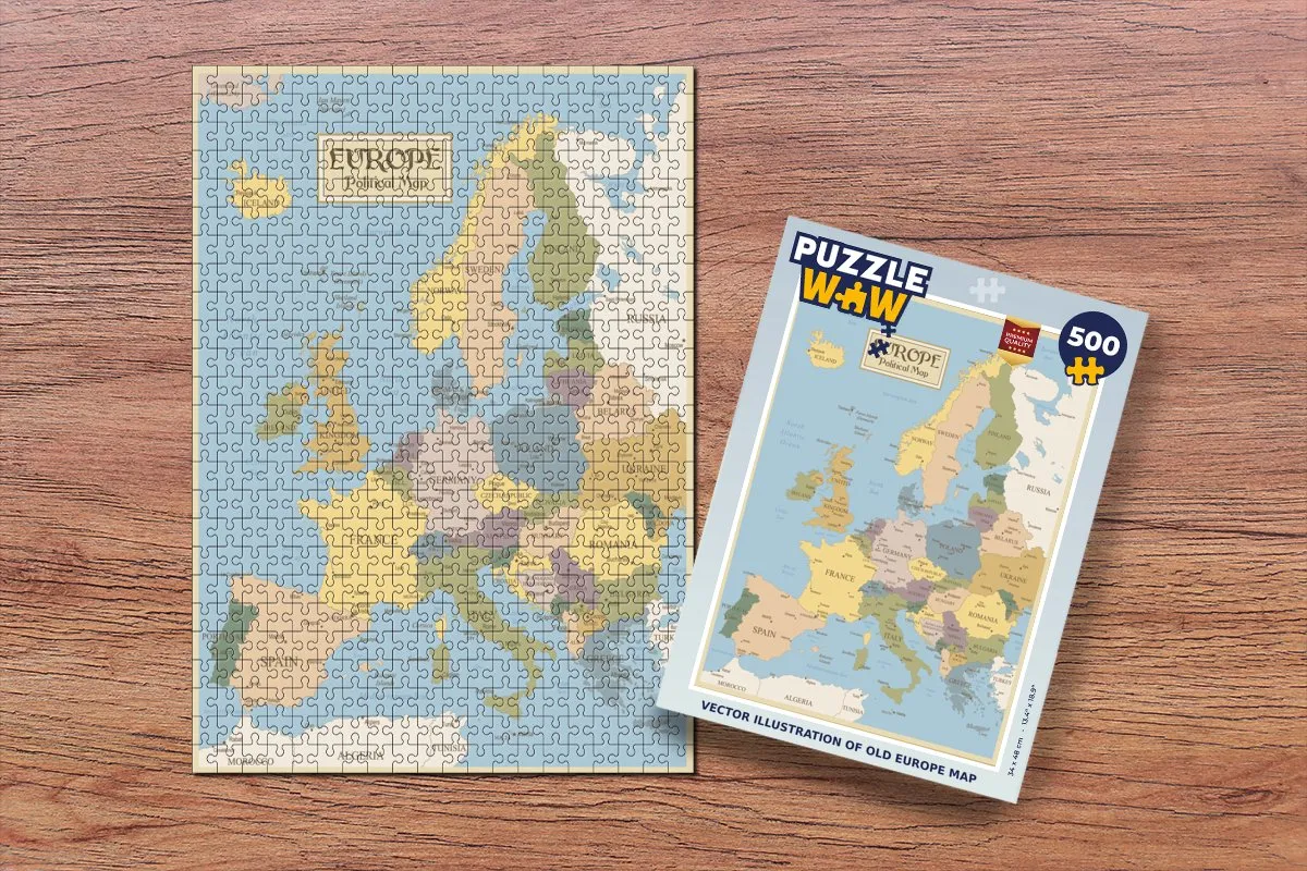 PuzzleWow Europa Oud Legpuzzel 500 Stuks - Multicolor