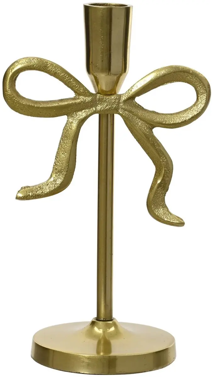 Kaemingk Kandelaar Strik Goud Ø 8,5 cm H: 21 cm