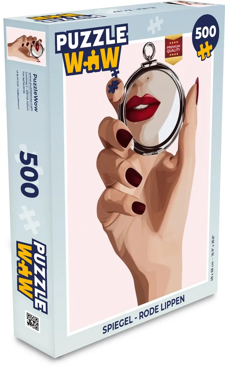 PuzzleWow Spiegel Lippen Legpuzzel 500 Stuks