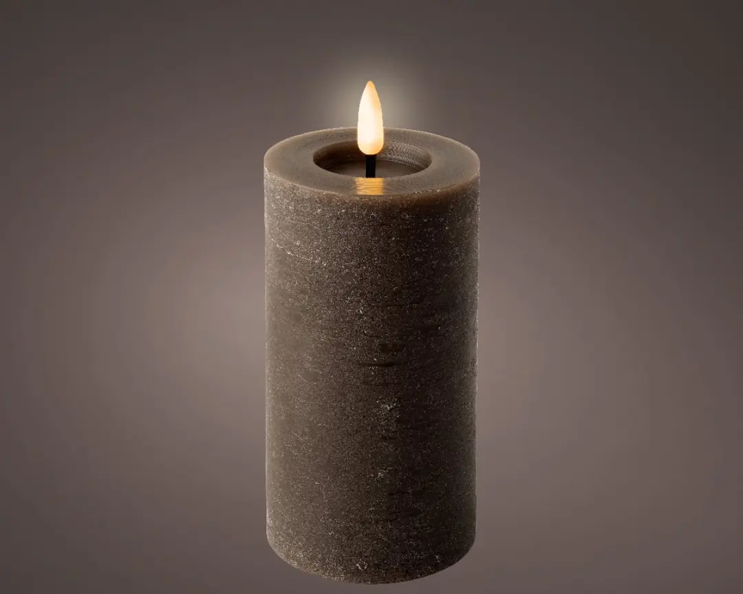 Lumineo LED Wax Stompkaars Donker Bruin Warm Wit