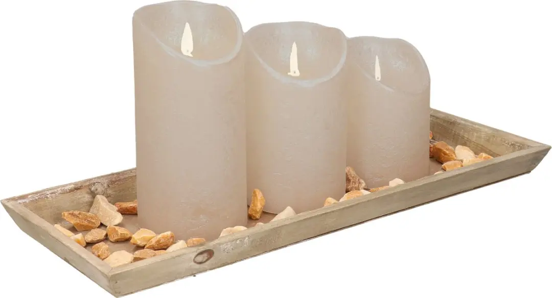 Dienblad met steentjes en LED kaarsen
