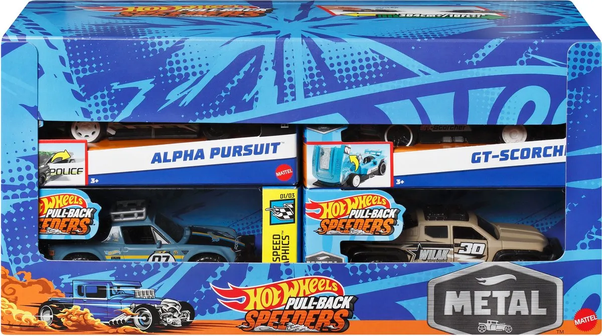 Hot Wheels Dimacini Velloci Pull-Back Speeders Auto 1:43 - Multicolor