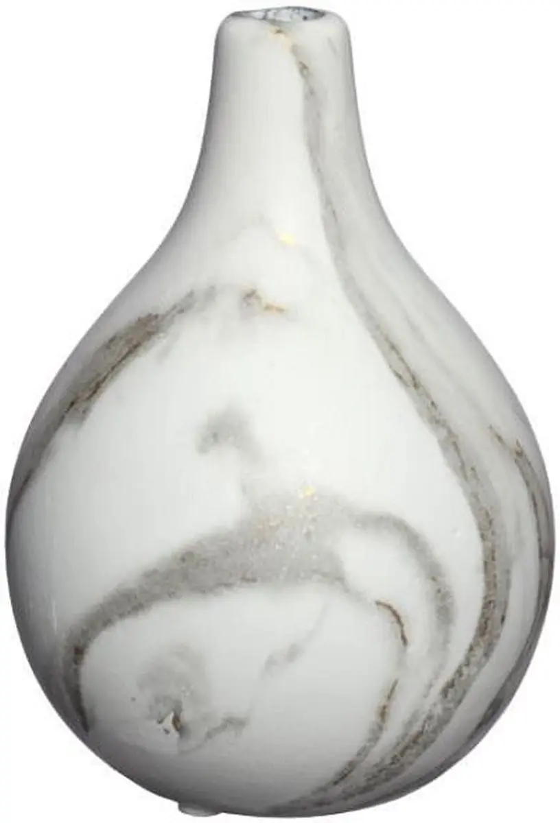 Idea4Seasons Bloemenvaas Dazzle - Marmer-look - Wit/Goud - Keramiek - D12 cm x H18 cm - vaas