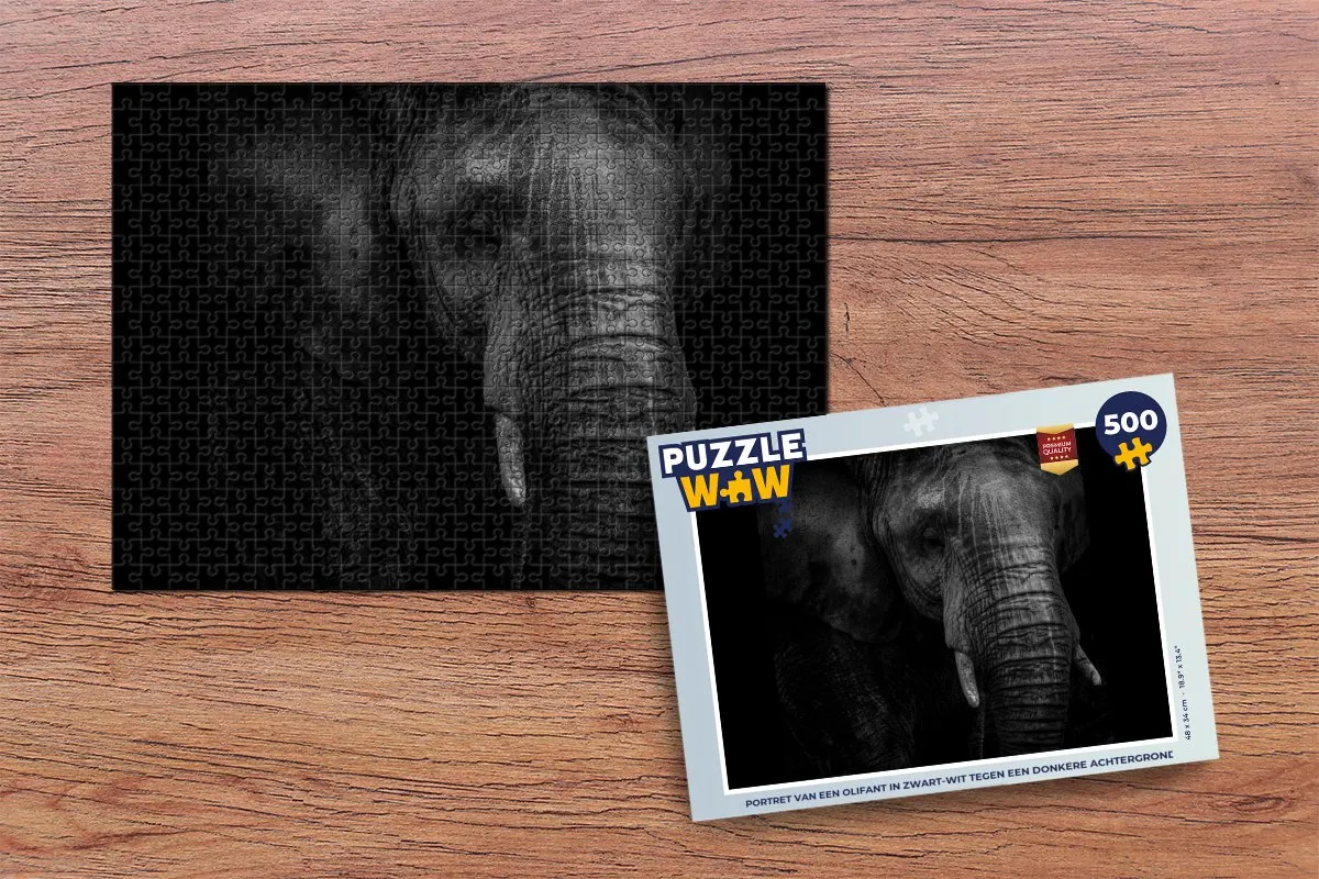 PuzzleWow Portret van een olifant Legpuzzel 500 Stuks - Multicolor